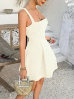 Summer Dress Elegant Beige Side